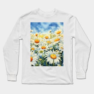 Daisies Watercolor Long Sleeve T-Shirt